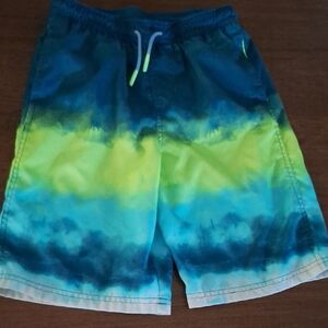 Cat & Jack Boy's Large 12-14 Blue & Green Ombre Swim Trunks with Pockets